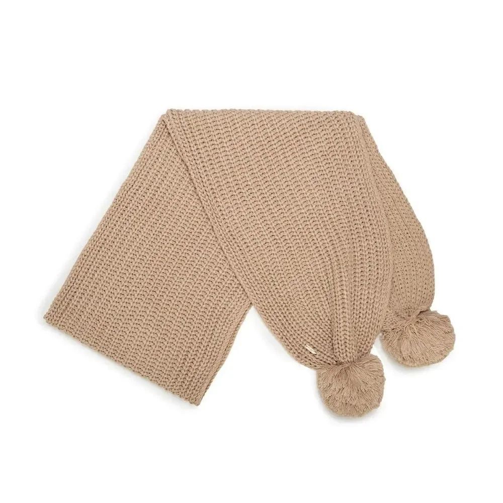 Karl Lagerfeld Paris Long Scarf Knit Double Pom Scarf Camel Tan New